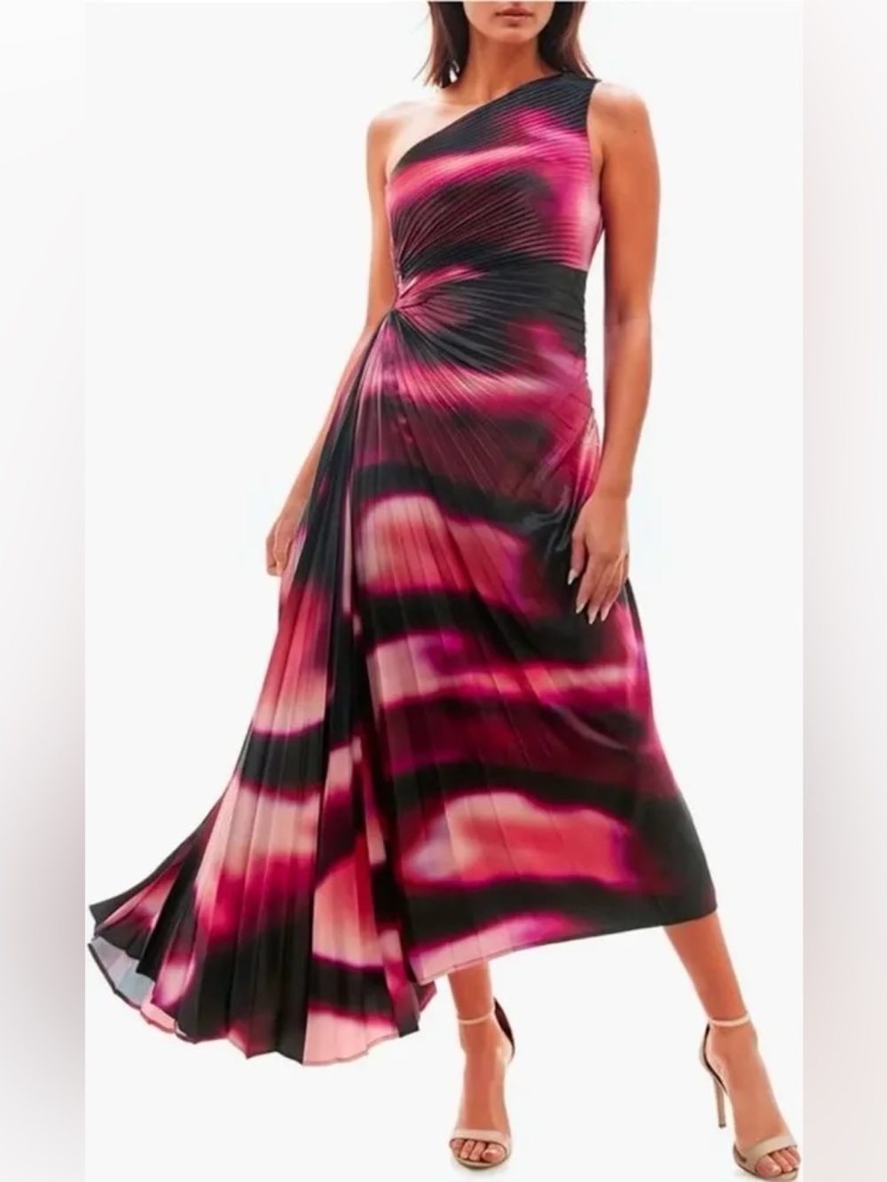 Socialite Asymmetrical Pleated Maxi Dress
